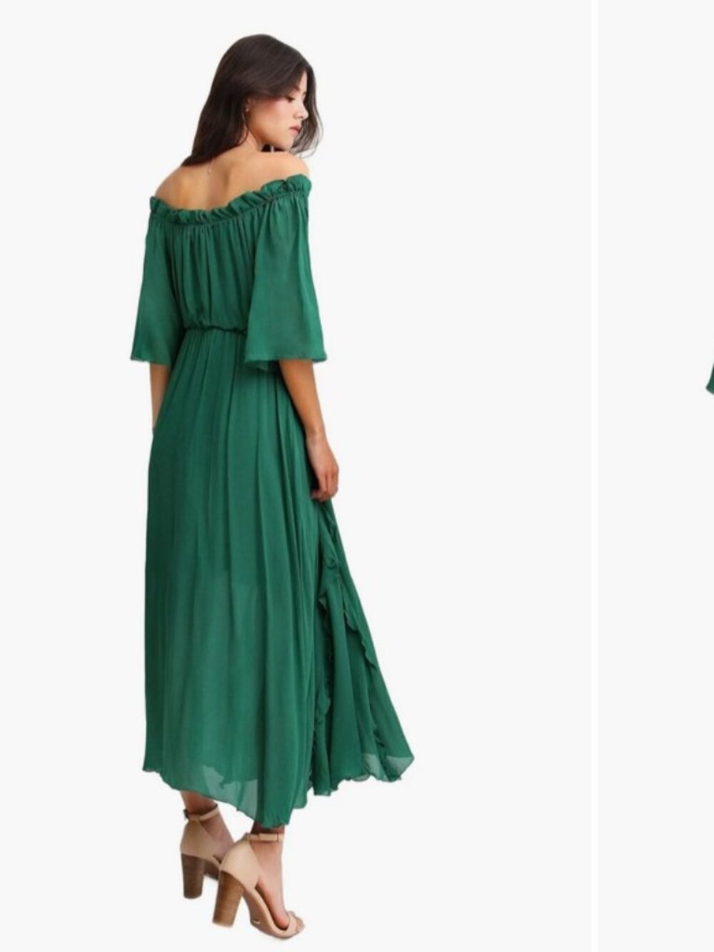 Bella & Bloom Ruffled Midi Dress Green Size Small - Picture 5 of 15